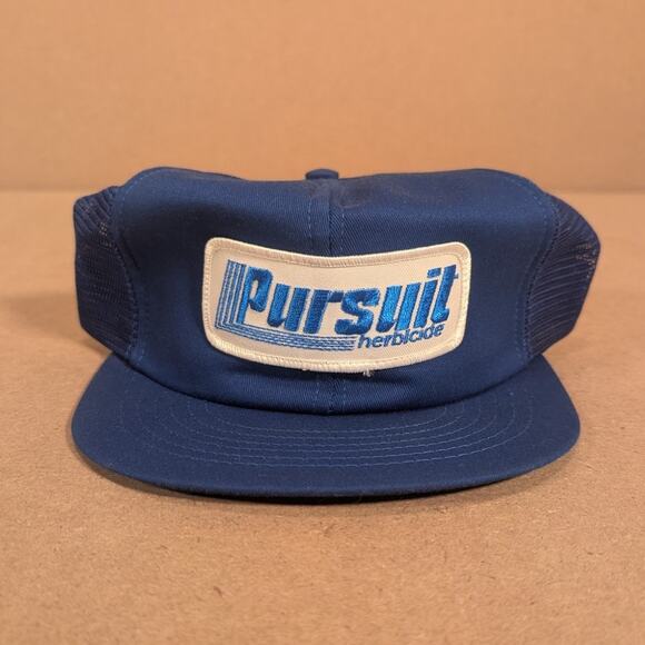 Vintage Pursuit Herbicide Agriculture Trucker Hat Blue Mesh Snapback Cap USA - Picture 2 of 7